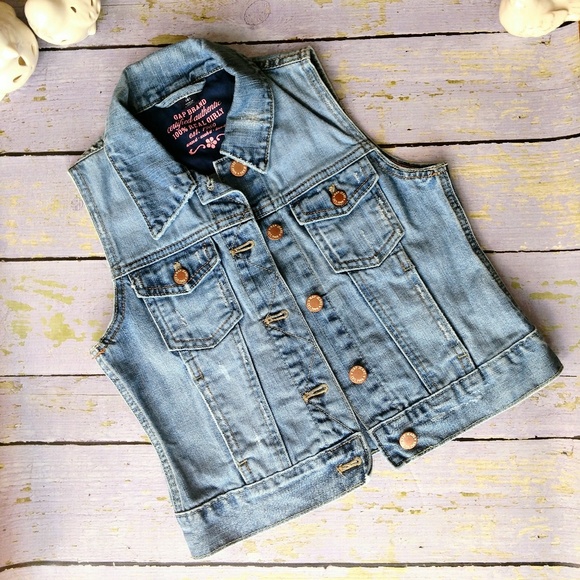 GAP Other - Gap distressed jean vest girls medium 8
